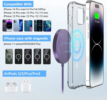 Fast Charging Pad - Wireless Charger Compatible for Iphone & Airpods 3/2/Pro, Purple